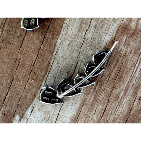 Sterling Silver Amethyst Teardrop Climber Earrings - Picture 6 of 6